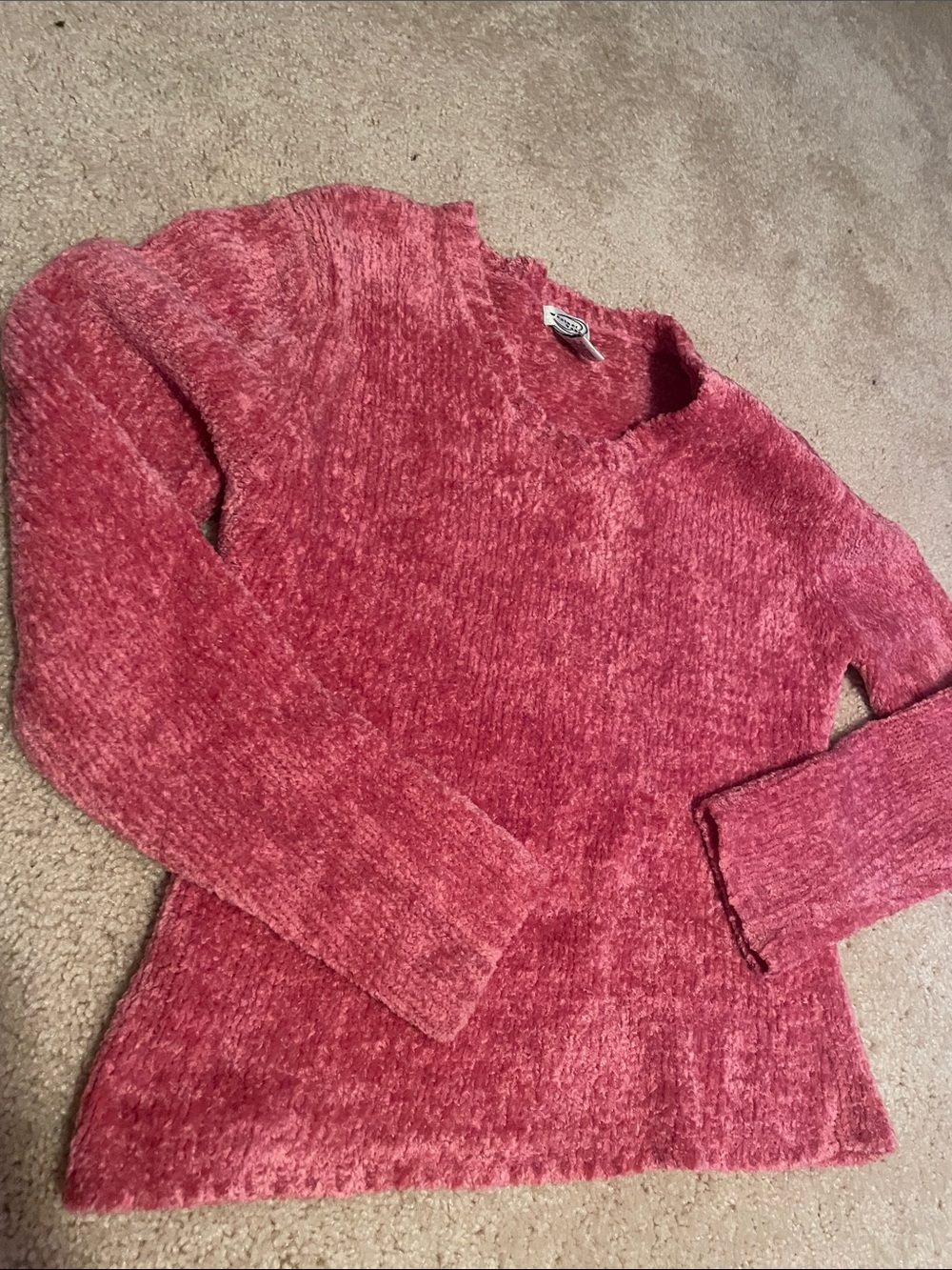 Cozy Plush V-Neck Sweater - Rose